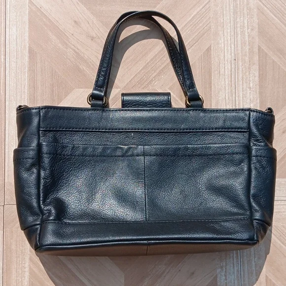 American Leather Co. Leather striped patch shoulder bag cross body bag - Picture 3 of 5